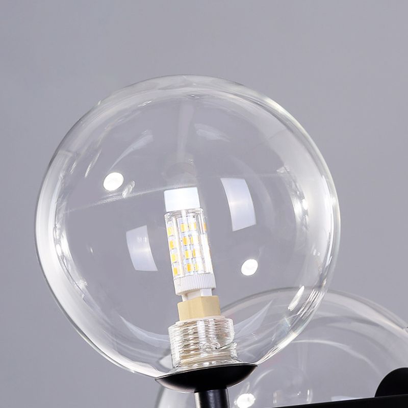 5 Luce moderna black metal isola a sospensione illuminazione sferica a soffitto isola vetro per tavolo da pranzo