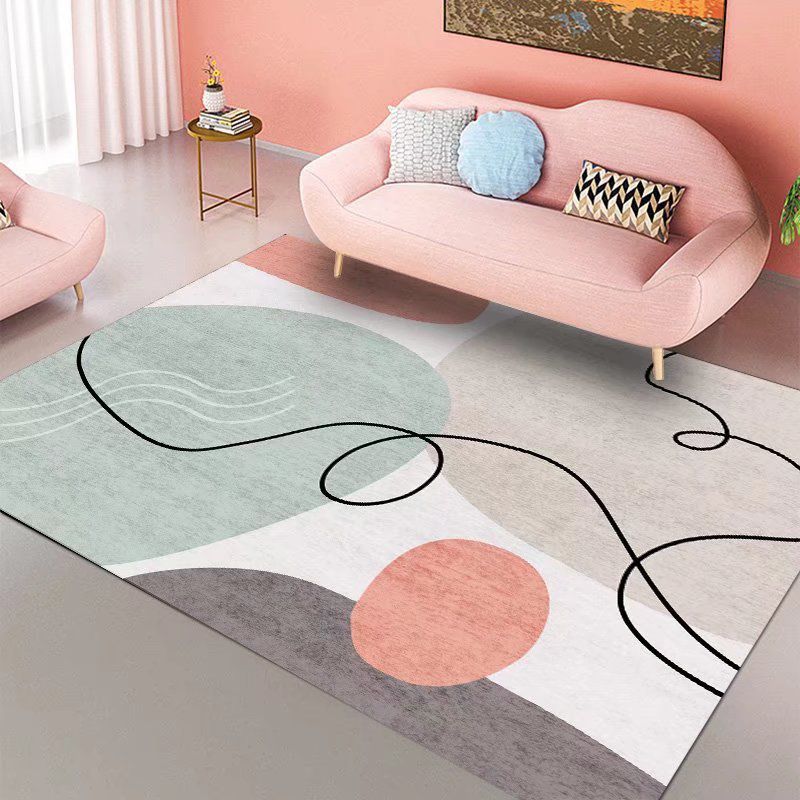 Nordic Indoor Rug Polyester Area Rug Medium Living Room Rug with Non-Slip Backing