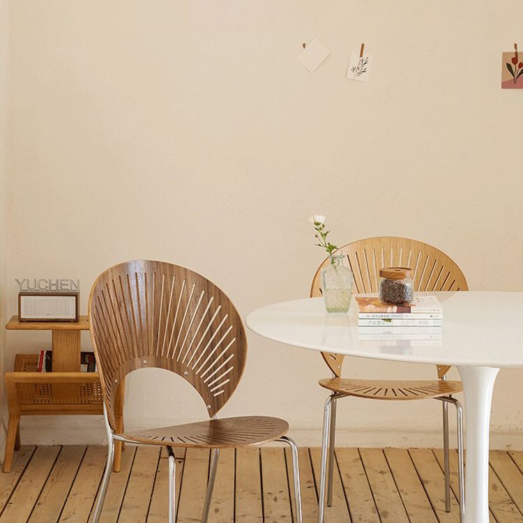 Contemporary Metal Dining Room Chairs Wood Dining Armless chairs for Home Use