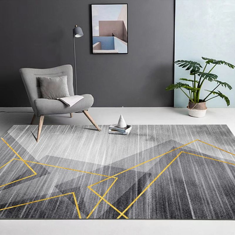 Gorgeous Grey Indoor Rug Polyester Graphic Rug Washable Rug for Home Decor