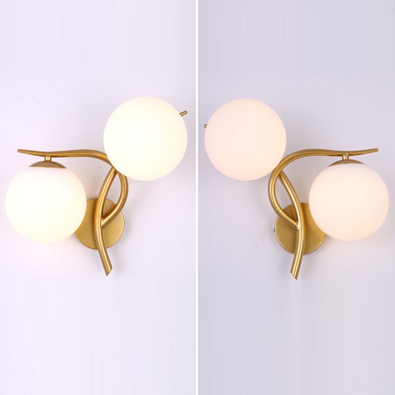 Modern Metal Wall Sconce Minimalist Glass Ball Shade Wall Light Fixture