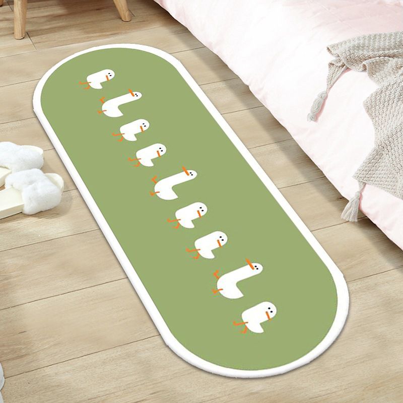 Green Modern Rug Polyester Flower Indoor Rug Washable Rug for Home Decor