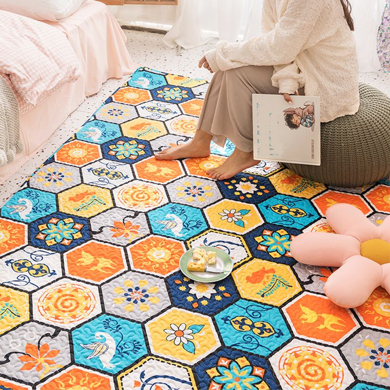 Casual Bedroom Rug Multicolored Geometric Printed Indoor Rug Non-Slip Backing Pet Friendly Area Carpet