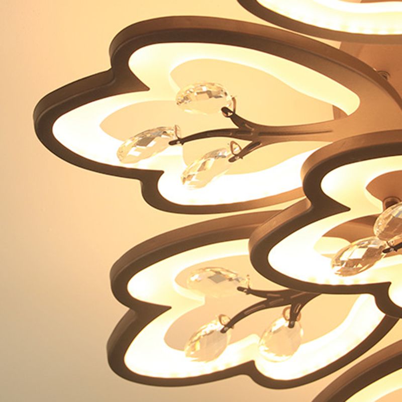 Café 12/15 luces montaje en techo estilo moderno acrílico floral empotrado lámpara en luz cálida/blanca/3 colores, 37.5"/41" de ancho