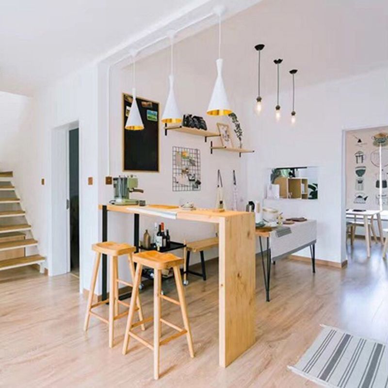 Luxury Rectangle Solid Wood Bar Table Set 1/2/3 Pieces Counter Table with Stools