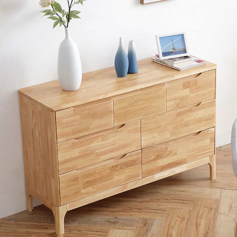 Rubber Wood Contemporary Storage Chest Bedroom Chest with Drawers