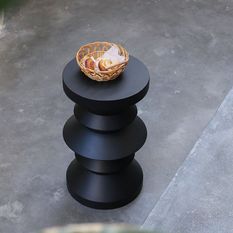 14" Wide Contemporary Corner Table Round Metal Black Side Table