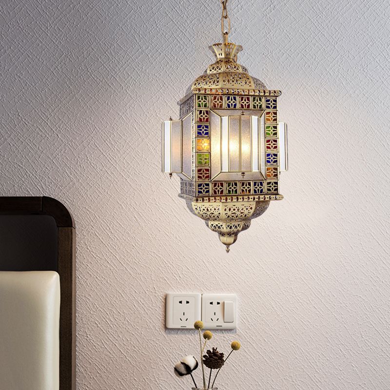 Scasso in vetro glassati in vetro arabo 3 teste corridoio Il lampadario dell'illuminazione in ottone