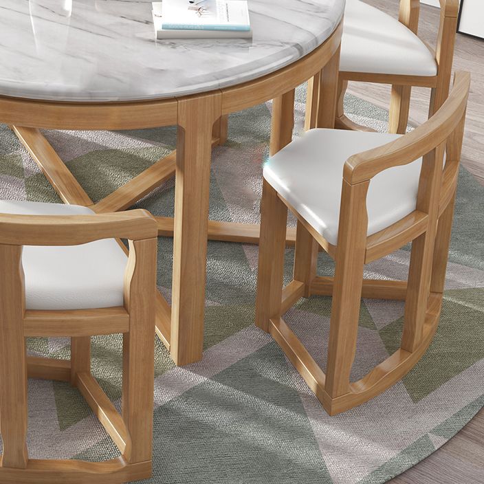Round Solid Wood Dining Table Set 1/7 Pieces Dining Set for Kitchen