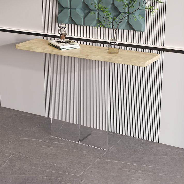 Solid Wood Console Table 31.5" Tall Rectangle End Table with Acrylic Leg