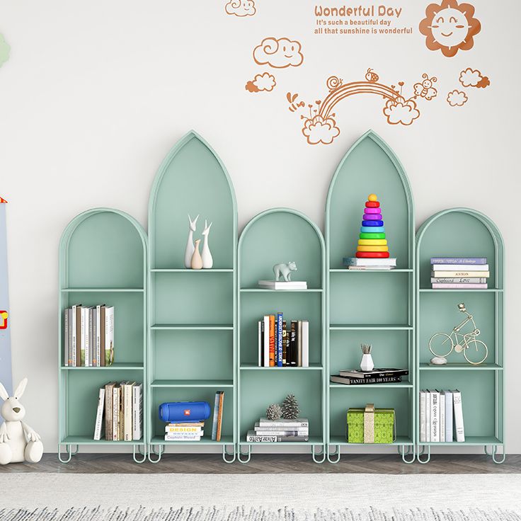 Modern Metal Bookcase Standard Closed Back Vertical Bookshelf for Home