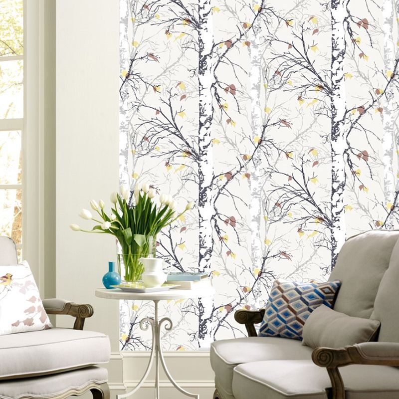 Rustic Countryside Leaves Wallpaper Forest Non-Pasted Wall Decor, 20.5"W x 33'L