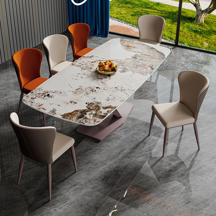 Nordic Glam Rectangle Sintered Stone Dining Table Set 1/4/5/6/7 Pieces Dining Set