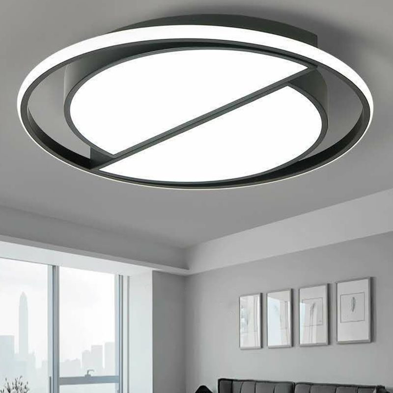 Modern Style Geometric Flush Light Metal Living Room LED Flush Ceiling Light Fixture in Black