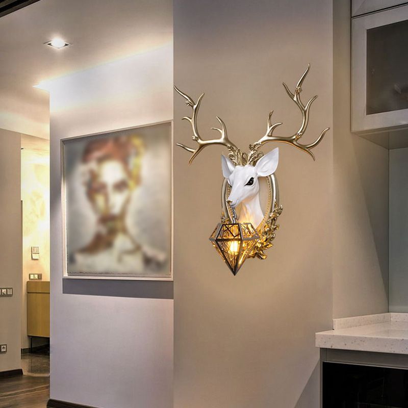 Creative Deer Wall Lighting Fixture Contemporary Crystal Wall Mount Light
