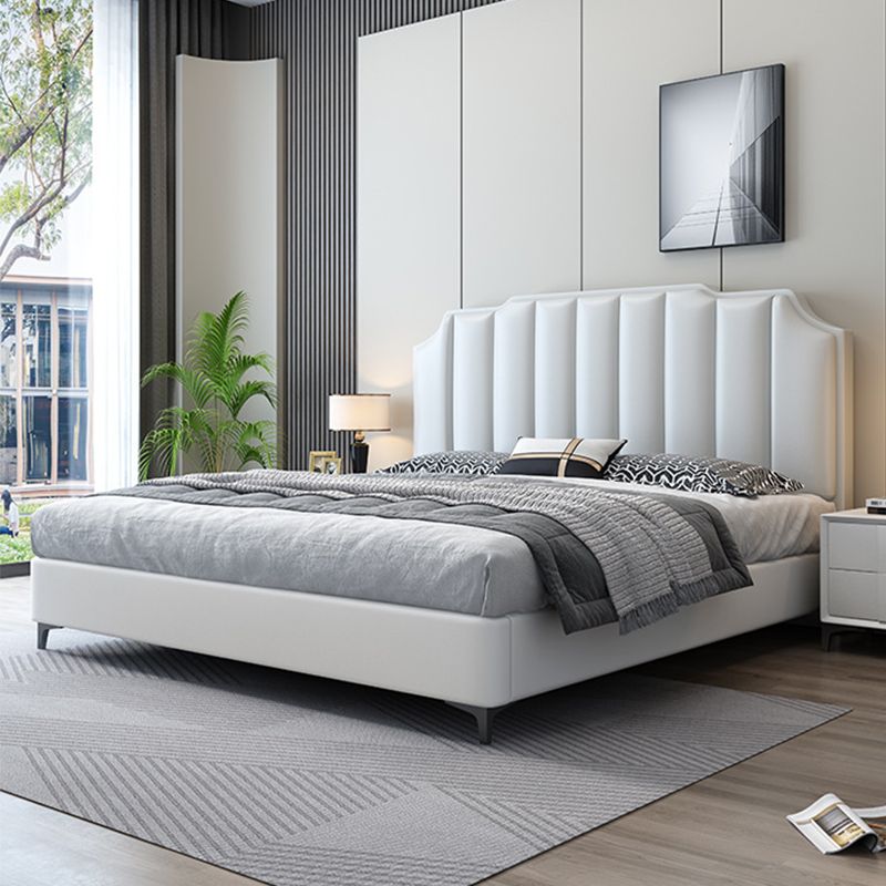 Glam Solid Wood Solid Color Mattress Included with Scooped Headboard Standard Bed