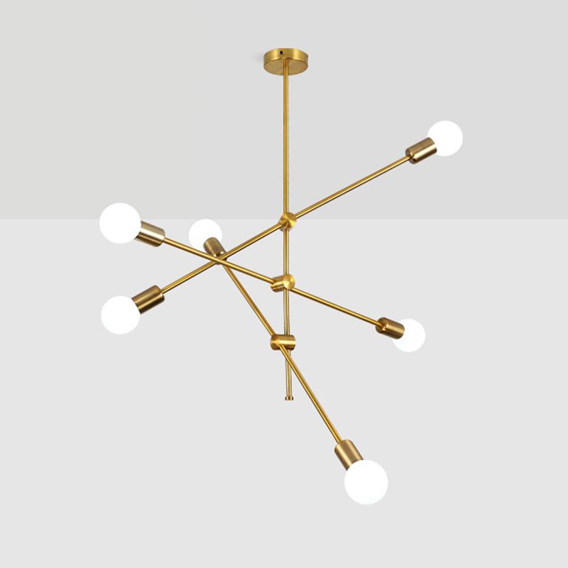 Linee geometriche lampadario in metallo creativo design a lampadina nuda dispositivo di illuminazione moderna in oro elettroplato