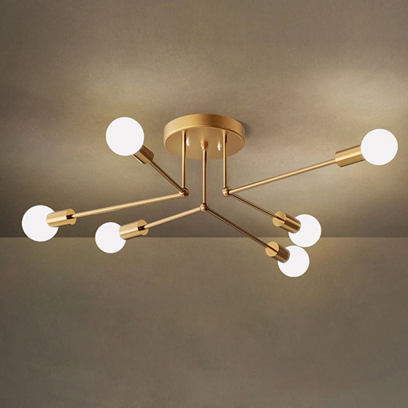 Zeitgenössische Sputnik Semi Flush Mount Glas Wohnzimmer Deckenmontage Leuchte Leuchte