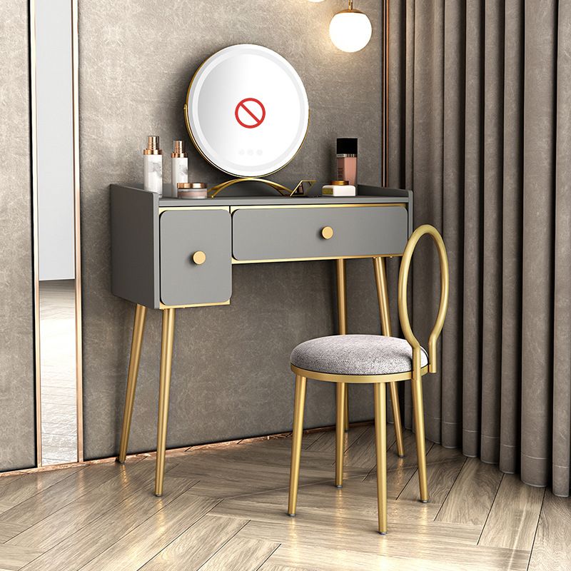 Glam Vanity Makeup Table Set Double Drawers Dressing Table Set