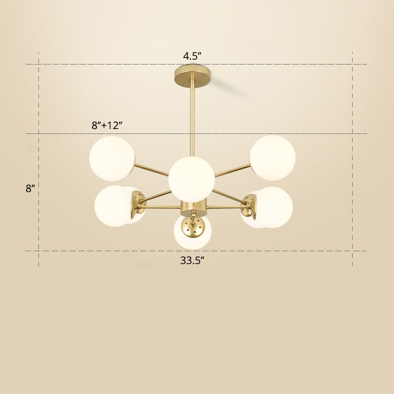 Opal Glass Radial Chandelier Postmodern Style Pendant Light Fixture for Living Room