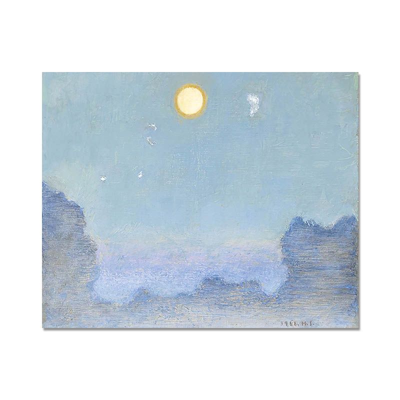 Wild Animal Wall Art Cartoon Textured Square Canvas Print in Blue for Living Room