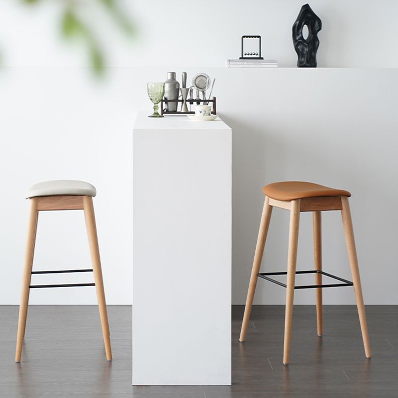 Modern Wood Legs Counter Chair Indoor Footrest Saddle Seat Counter Bar Stool