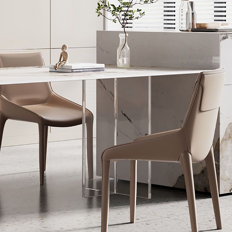 Modern Sintered Stone Dining Table Acrylic Dinner Room Kitchen Table