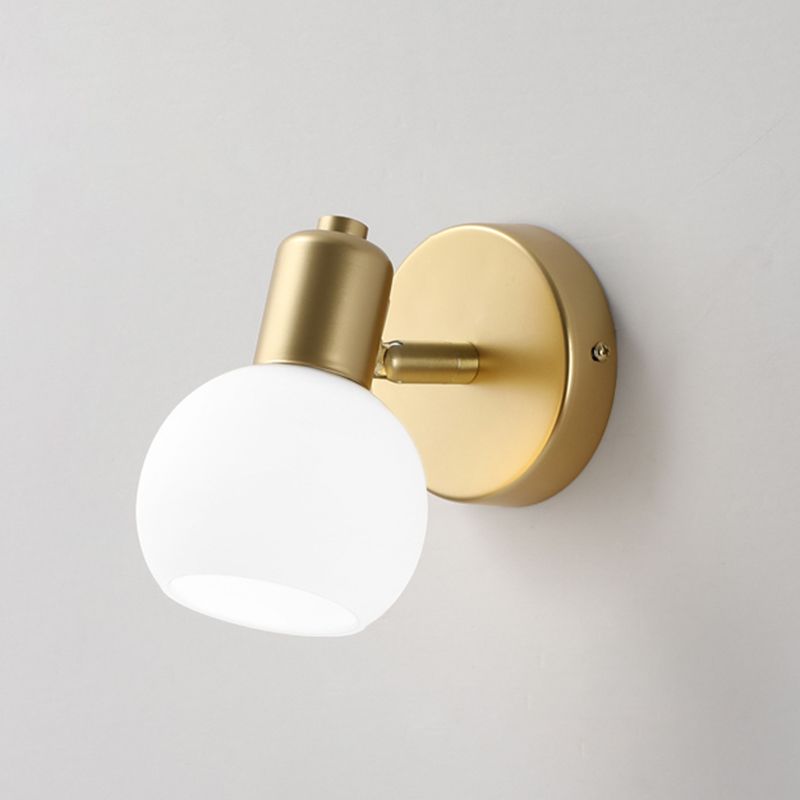 Minimalist Style Wall Mounted Light Fixture White Ball Wall Sconce Light with Glass Shade