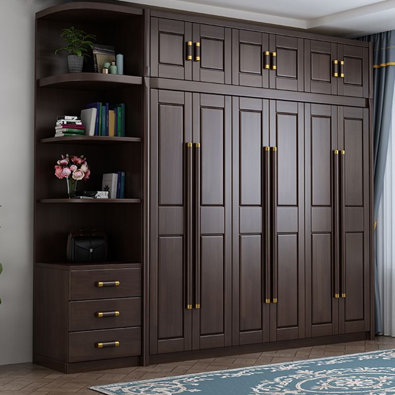Traditional Style Wardrobe Closet Brown Wooden Wardrobe Cabinet
