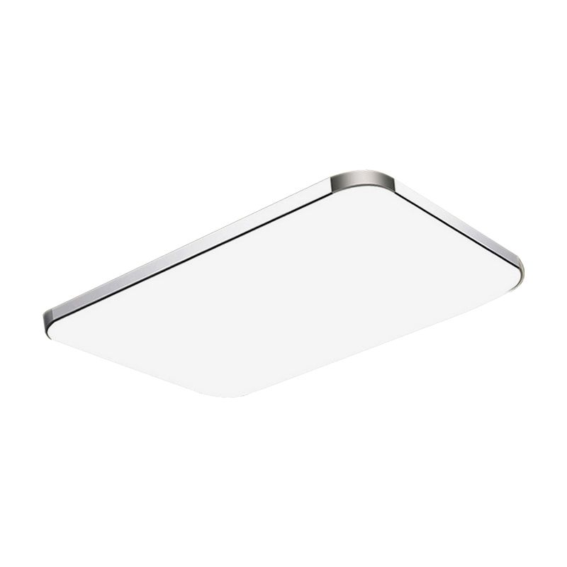Flat Panel Flush Ceiling Light with Acrylic Diffuser Simple Style White/Silver LED Ceiling Fixture for Living Room in White, 21"/25.5"/36.5" W