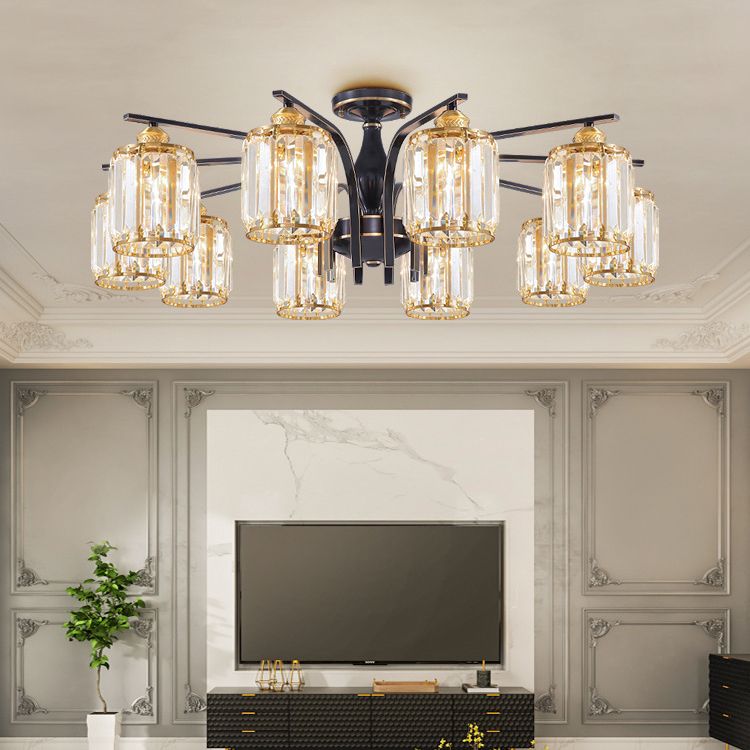 Modern Minimalist Ceiling Lamp Crystal Shade Flush Mount Light Fixture for Bedroom