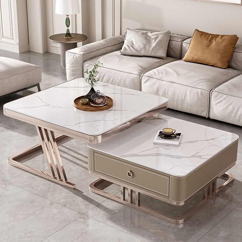 Slate Square Coffee Table Frame 2 Nesting Coffee Table Set for Living Room