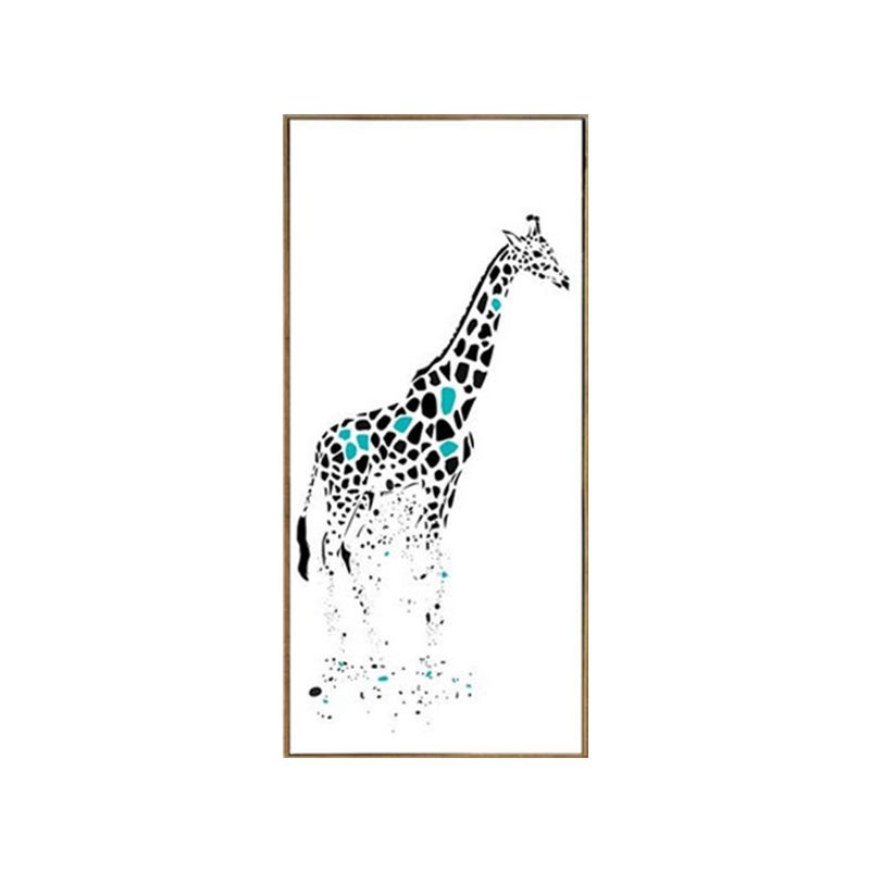 Cartoon Giraffe Wall Art Canvas Textured White Wall Decor for Childrens Bedroom