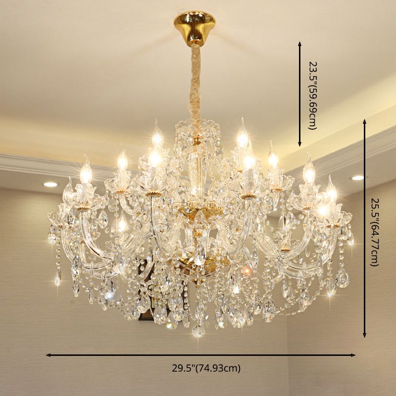 Beveled K9 Crystal Clear Hanging Ceiling Lights Classic Candelabra Ceiling Lamp for Living Room