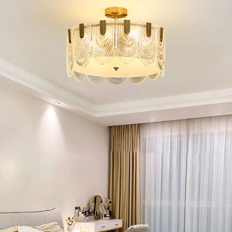Modern Ceiling Lamp Household Simple Glass Flush Mount Light Fixture for Bedroom
