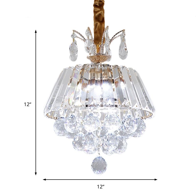 Tiered Chandelier Light Fixture Modern Crystal LED Gold Ceiling Pendant Light for Dining Room,12"/18" Wide