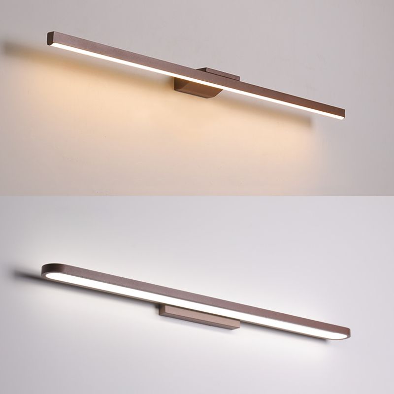 1-Light Linear Shade Wall Sconce Modern Simple Style Mirror Wall Lighting in Brown