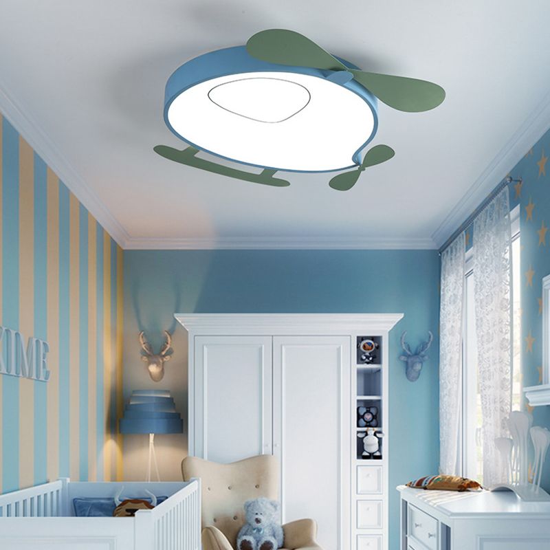 Cartoon vliegtuigvormige plafondlamp metalen babykamer LED-inbouwlamp met acryl diffuser
