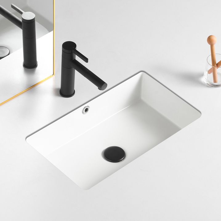 Traditional Undermount Vanity Sink Rectangular with Overflow and Drain Assembly Vessel