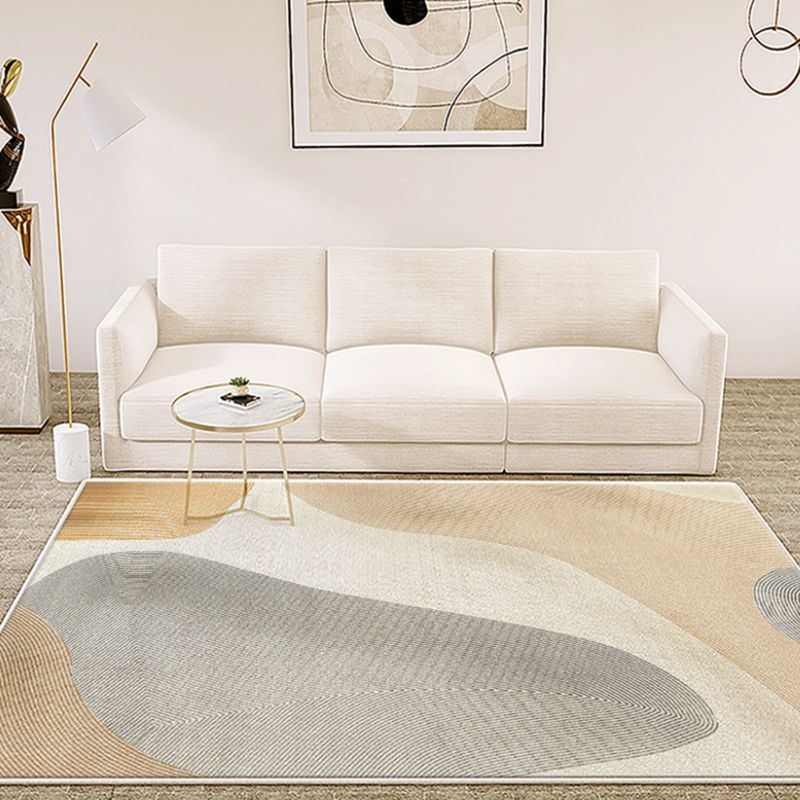 Modern Area Carpet Leisure Contrast Panel Indoor Rug Polyester Rug with Non-Slip Backing