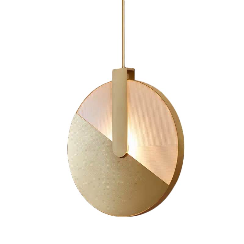 Circle Panel Rotatable Hanging Light Post-Modern Aluminum LED Brass Ceiling Lamp in White/Warm Light