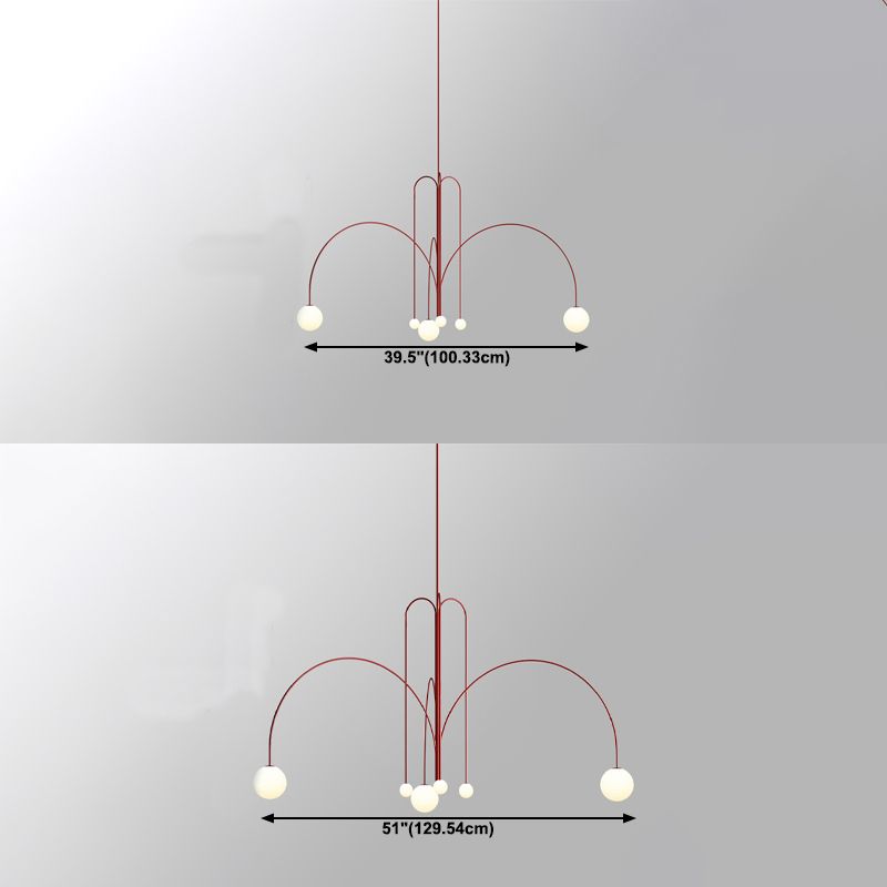 Postmodern Unique 6 Head Chandelier Lighting Fixture Red Chandelier Light for Sitting Room