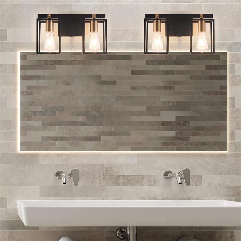Black 1/2/3/4-Light Bathroom Vanity Light Modern Metal Bath Bar