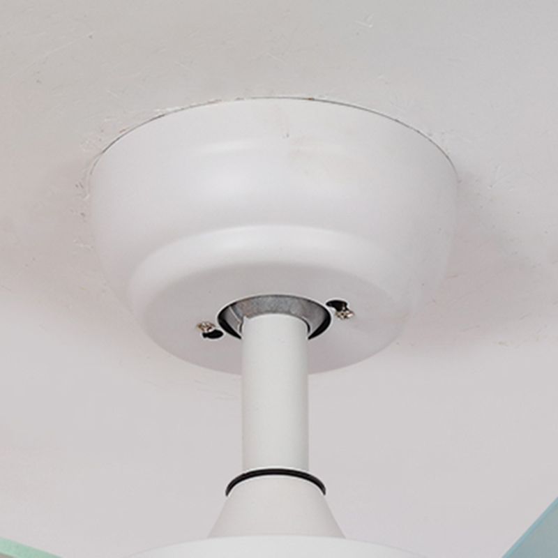 Macaron LED Pendant Fan Lamp Domed 6-Blade Semi Flush Light with White Glass Shade