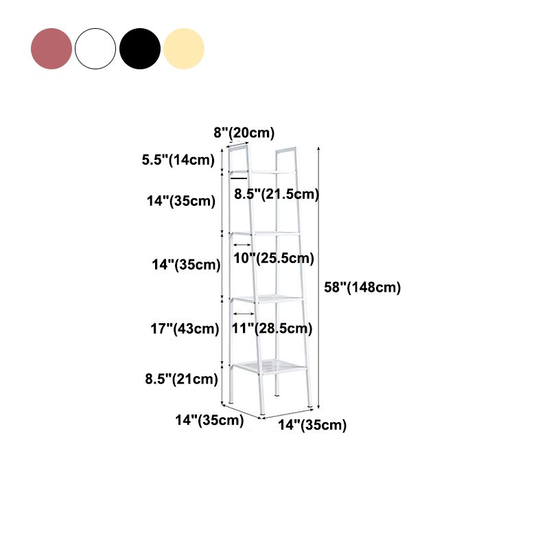 Modern Metal Ladder Bookshelf Vertical Open Bookshelf for Living Room