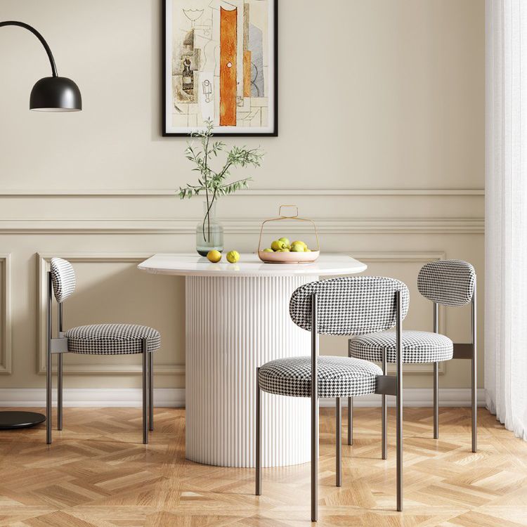 Modern Standard Sintered Stone Dining Table White Dining Table with Double Pedestal Base