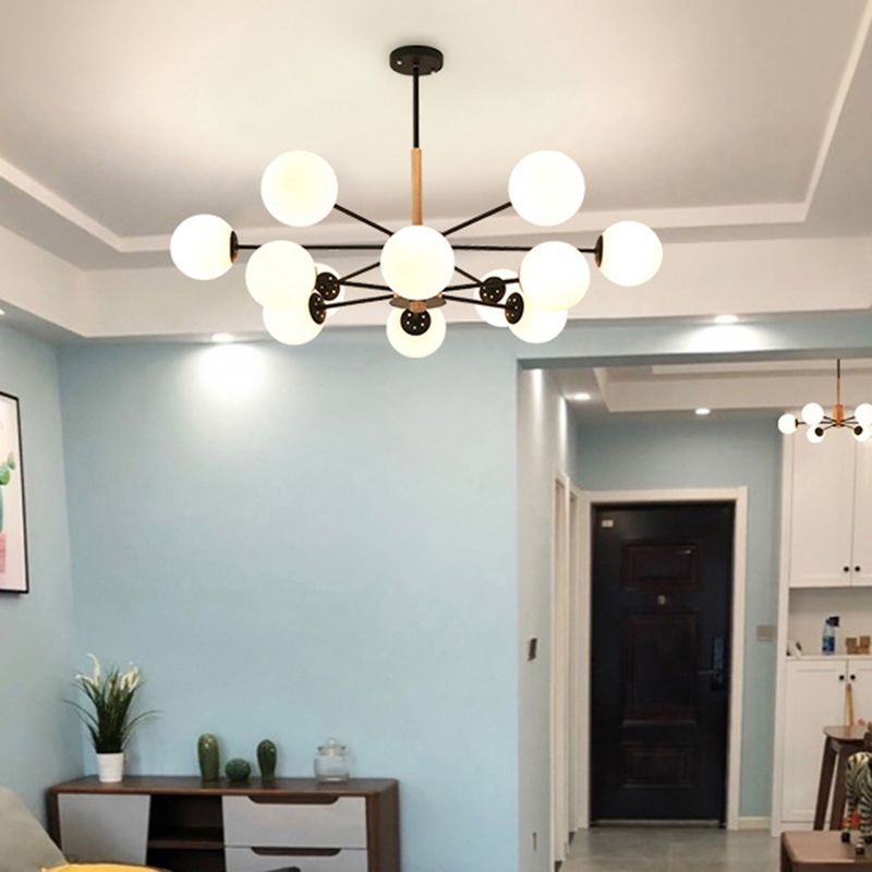 Kugelförmige Form Kronleuchter leichter moderne Glasglas Multi -Licht -Hanglampe für das Lernen