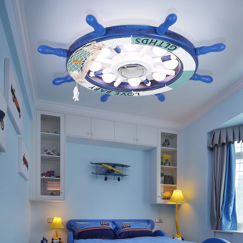 Plafonnier LED bleu en métal pour enfants, luminaire de plafond pour chambre d'enfant