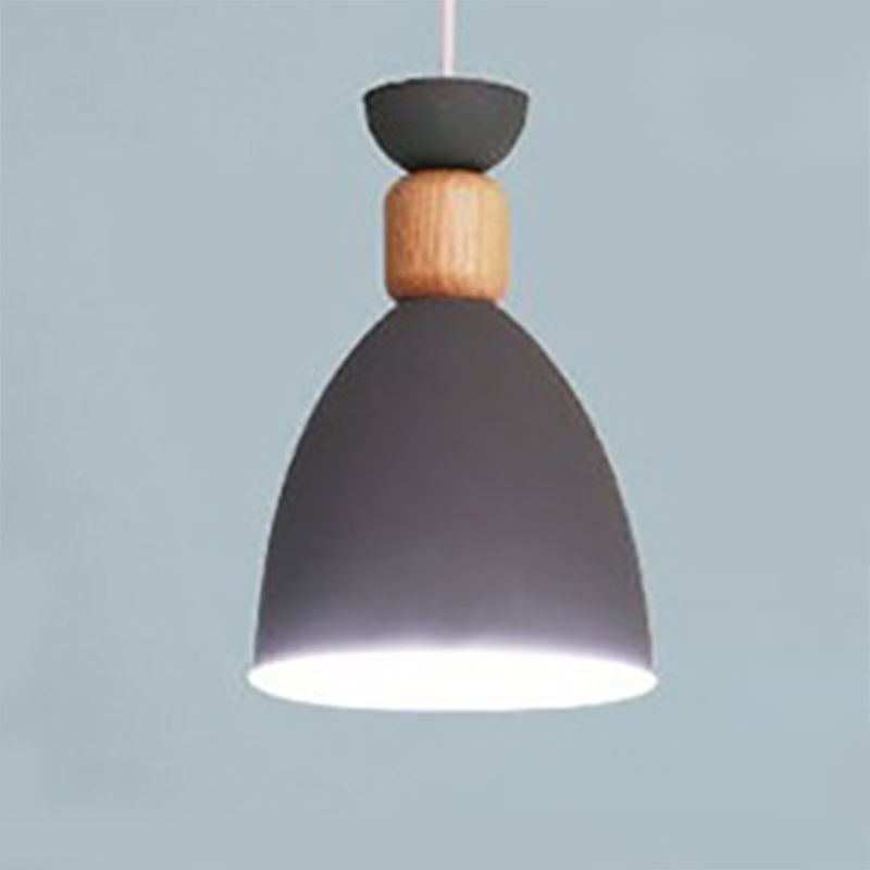 Iron Glass Chandelier Modern Simple Macaroon Style 1 Light en blanc pour salle à manger ou chambre