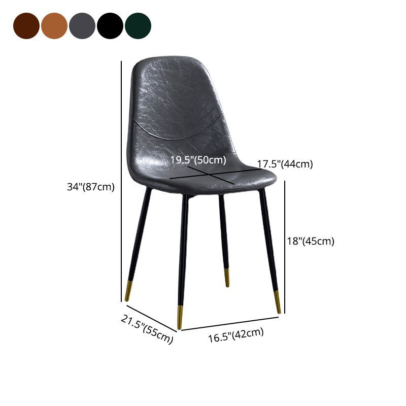Chaises de salle à manger de style nordique, chaises latérales sans accoudoirs pour cuisine avec pieds en métal